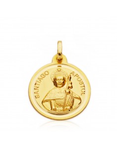 18K MEDALLA ORO AMARILLO SANTIAGO APOSTOL 22 MM BISEL