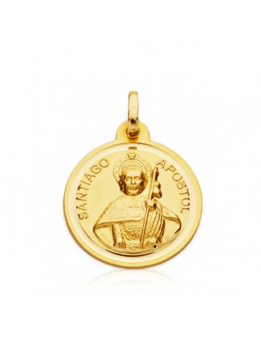 18K MEDALLA ORO AMARILLO SANTIAGO APOSTOL 22 MM BISEL
