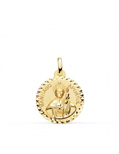 18K MEDALLA ORO AMARILLO SANTIAGO APOSTOL TALLA CRUZADA 18 MM