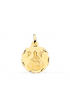 18K MEDALLA ORO AMARILLO VIRGEN DE AFRICA TALLADA 18 MM