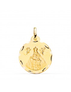 18K MEDALLA ORO AMARILLO VIRGEN DE AFRICA TALLADA 22 MM