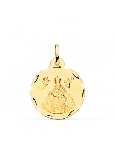 18K MEDALLA ORO AMARILLO VIRGEN DE AFRICA TALLADA 22 MM