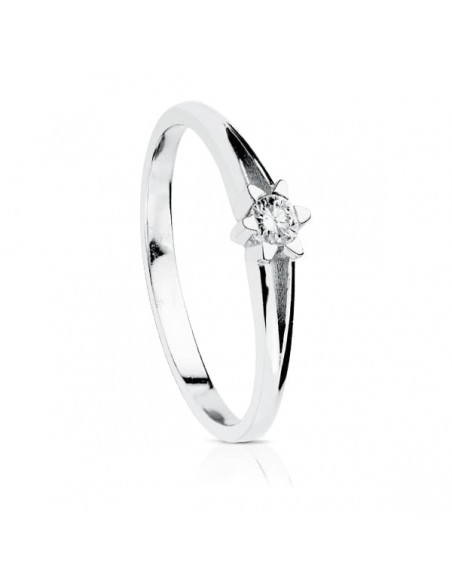 18K SOLITARIO DIAMANTES TALLA BRILLANTE ORO BLANCO 0,100 QTES.SI-H