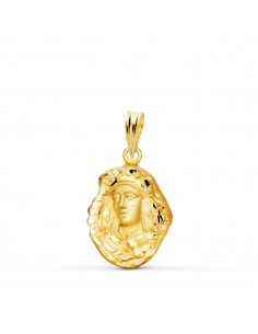 18K MEDALLA ORO AMARILLO ESPERANZA DE TRIANA SILUETA TALLADA 17X13 MM