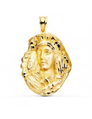 18K MEDALLA ORO AMARILLO ESPERANZA DE TRIANA SILUETA TALLADA 35X28 MM