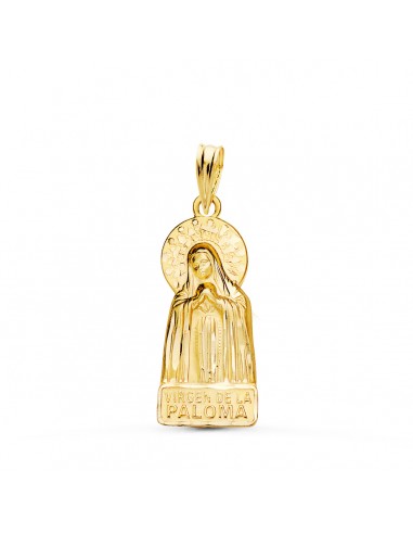 18K MEDALLA ORO AMARILLO VIRGEN DE LA PALOMA SILUETA TALLADA 20X9 MM