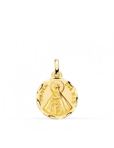 18K MEDALLA ORO AMARILLO VIRGEN DEL MAR TALLADA 16 MM