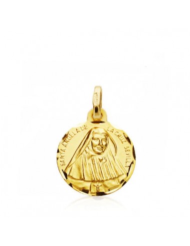 18K MEDALLA ORO AMARILLO DE SANTA ANGELA DE LA CRUZ 14 MM