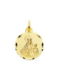 18K MEDALLA ORO AMARILLO VIRGEN DEL ROSARIO TALLADA 18 MM