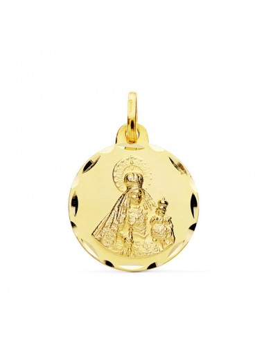 18K MEDALLA ORO AMARILLO VIRGEN DEL ROSARIO TALLADA 18 MM