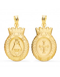 18K ESCAPULARIO ORO AMARILLO ESCUDO VIRGEN COVADONGA Y CRUZ DE LA VICTORIA 25X16 MM