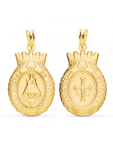 18K ESCAPULARIO ORO AMARILLO ESCUDO VIRGEN COVADONGA Y CRUZ DE LA VICTORIA 25X16 MM