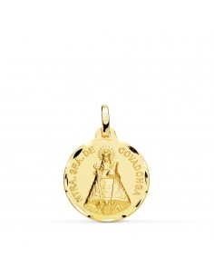 18K MEDALLA ORO AMARILLO DE LA VIRGEN DE COVADONGA TALLADA 18 MM