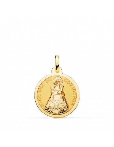 18K MEDALLA ORO AMARILLO DE LA VIRGEN DE COVADONGA BRILLO 18 MM