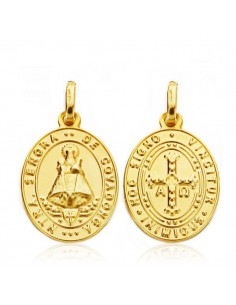 18K MEDALLA ORO AMARILLO ESCAPULARIO ORO AMARILLO VIRGEN COVADONGA Y CRUZ DE LA VICTORIA 20X14 MM