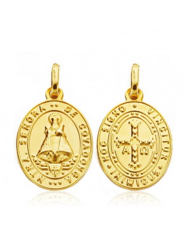 18K MEDALLA ORO AMARILLO ESCAPULARIO ORO AMARILLO VIRGEN COVADONGA Y CRUZ DE LA VICTORIA 20X14 MM