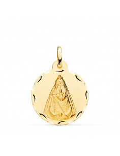 18K MEDALLA ORO AMARILLO VIRGEN NEGRA TALLADA 22 MM