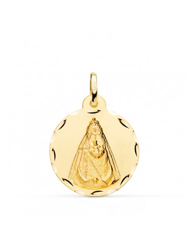 18K MEDALLA ORO AMARILLO VIRGEN NEGRA TALLADA 22 MM