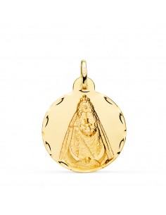 18K MEDALLA ORO AMARILLO VIRGEN NEGRA TALLADA 24 MM