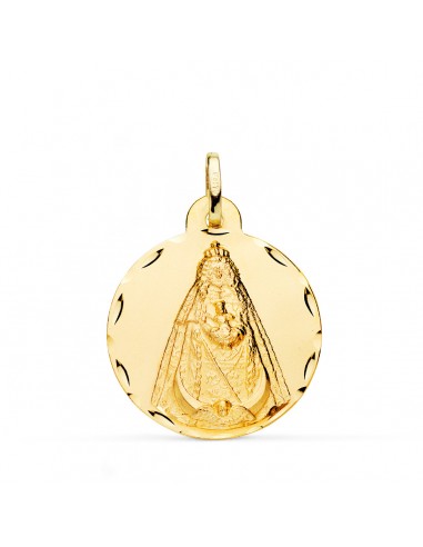 18K MEDALLA ORO AMARILLO VIRGEN NEGRA TALLADA 24 MM