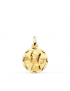 18K MEDALLA ORO AMARILLO VIRGEN MONTSERRAT 16 MM TALLADA