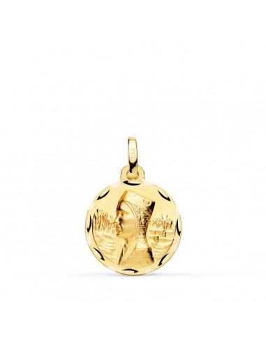 18K MEDALLA ORO AMARILLO VIRGEN MONTSERRAT 16 MM TALLADA