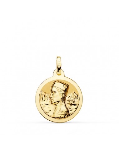 18K MEDALLA ORO AMARILLO VIRGEN DE MONTSERRAT BRILLO 18 MM