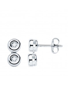 18K PENDIENTES ORO BLANCO CHATON 4 DIAMANTES LABORATORIO VS2-G 0 080 QTS. MEDIDA: 11 X 5 5 MM. CIERRE PRESION