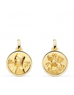 18K ESCAPULARIO ORO AMARILLO VIRGEN MONTSERRAT Y SAN JORGE BISEL 16 MM
