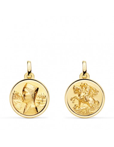 18K ESCAPULARIO ORO AMARILLO VIRGEN MONTSERRAT Y SAN JORGE BISEL 16 MM