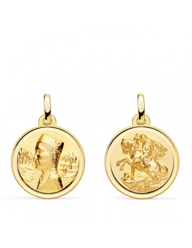 18K ESCAPULARIO ORO AMARILLO VIRGEN MONTSERRAT Y SAN JORGE BISEL 18 MM