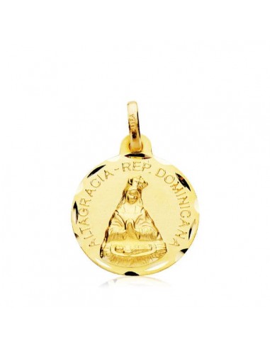 18K MEDALLA ORO AMARILLO VIRGEN DE ALTAGRACIA TALLADA 16 MM