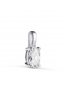 18K COLGANTE ORO BLANCO DIAMANTE LABORATORIO TALLA OVAL 6 X 4MM 0 426 QTES. G-VS1. MEDIDA: 10X4 MM