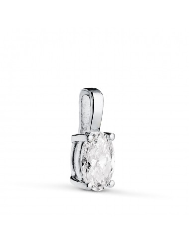 18K COLGANTE ORO BLANCO DIAMANTE LABORATORIO TALLA OVAL 6 X 4MM 0 426 QTES. G-VS1. MEDIDA: 10X4 MM
