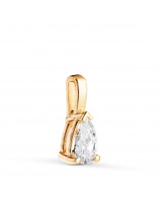 18K COLGANTE ORO AMARILLO DIAMANTE LABORATORIO TALLA PERA 6 X 4MM 0 356 QTES. G-VS1. MEDIDA: 11X4 5 MM