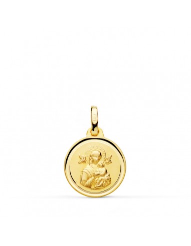 18K MEDALLA ORO AMARILLO VIRGEN DEL PERPETUO SOCORRO BISEL 14 MM