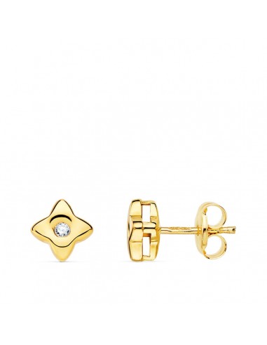 18K PENDIENTES ORO AMARILLO ESTRELLA 5,5 X 5,5 MM DIAMANTE 0,040 QT. G-VS2.