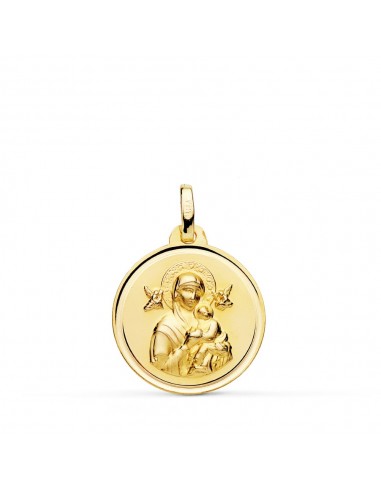18K MEDALLA ORO AMARILLO VIRGEN DEL PERPETUO SOCORRO EN BRILLO 18 MM