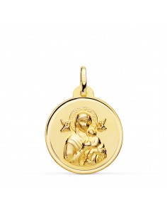 18K MEDALLA ORO AMARILLO VIRGEN DEL PERPETUO SOCORRO BISEL 22 MM