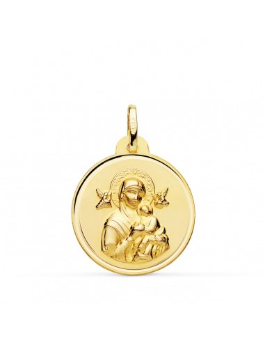 18K MEDALLA ORO AMARILLO VIRGEN DEL PERPETUO SOCORRO BISEL 22 MM