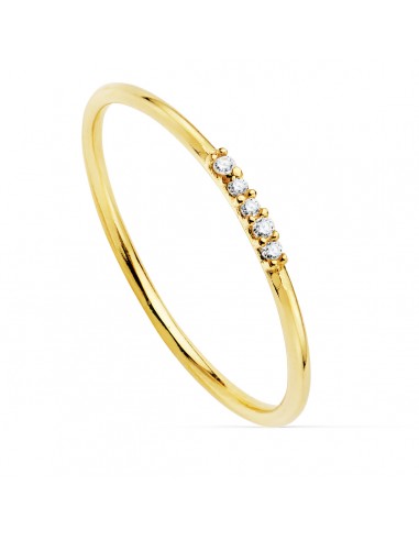 18K SORTIJA ORO AMARILLO 5 DIAMANTES DE LABORATORIO  0 025 QTS. VS2-G CUERPO REDONDO 1 MM
