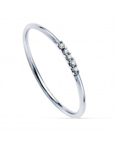 18K SORTIJA ORO BLANCO 5 DIAMANTES DE LABORATORIO 0 025  QTS. VS2-G CUERPO REDONDO 1 MM