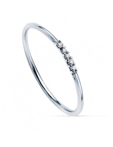 18K SORTIJA ORO BLANCO 5 DIAMANTES DE LABORATORIO 0 025  QTS. VS2-G CUERPO REDONDO 1 MM