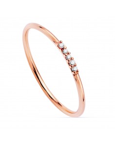 18K SORTIJA ORO ROSA 5 DIAMANTES DE LABORATORIO 0 025 QTS. VS2-G CUERPO REDONDO 1 MM