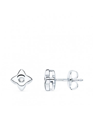 18K PENDIENTES ORO BLANCO ESTRELLA 5,5 X 5,5 MM DIAMANTE 0,040 QT. G-VS2.