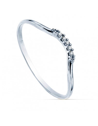 18K SORTIJA ORO BLANCO 5 DIAMANTES DE LABORATORIO 0 025  QTS. G-VS2. CUERPO REDONDO 1 MM