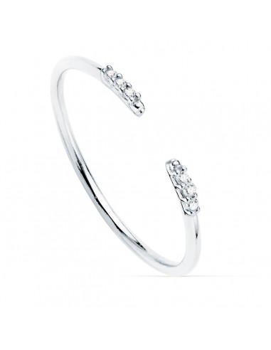 18K SORTIJA ABIERTA ORO BLANCO DIAMANTES DE LABORATORIO 0 030 QTS. G-VS2. CUERPO REDONDO 1 MM