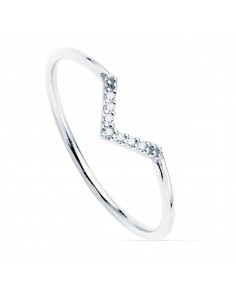 18K SORTIJA ORO BLANCO 7 DIAMANTES DE LABORATORIO 0.035  QTS. G-VS2. CUERPO REDONDO 1 MM