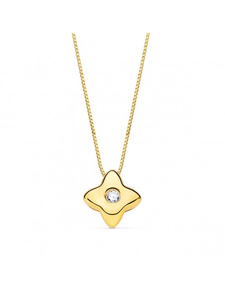 18K GARGANTILLA ORO AMARILLO ESTRELLA 5X5MM DIAMANTE 0,015QT. G-VS2. CADENA 42CM