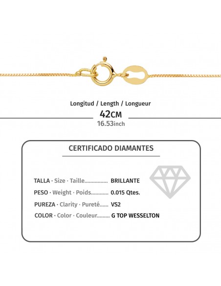 18K GARGANTILLA ORO AMARILLO ESTRELLA 5X5MM DIAMANTE 0,015QT. G-VS2. CADENA 42CM